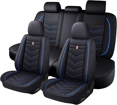 Full Set Seat Cover for Volvo XC60 2010-2026, Waterproof Durable Premium Leather Car Seat Protector, Comfortable Anti-Slip Stylish Sport Seat Cover5 Seats Standard,Black Blue
