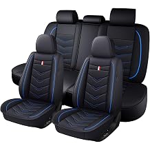 Car Seat Cover for Toyota RAV4 Hybrid 2016-2025, Durable Wear Resistant Waterproof Vehicle Cushion Cover, Breathable No Odor Premium Leather Vehicle Seat Covers.Standard,Black Blue