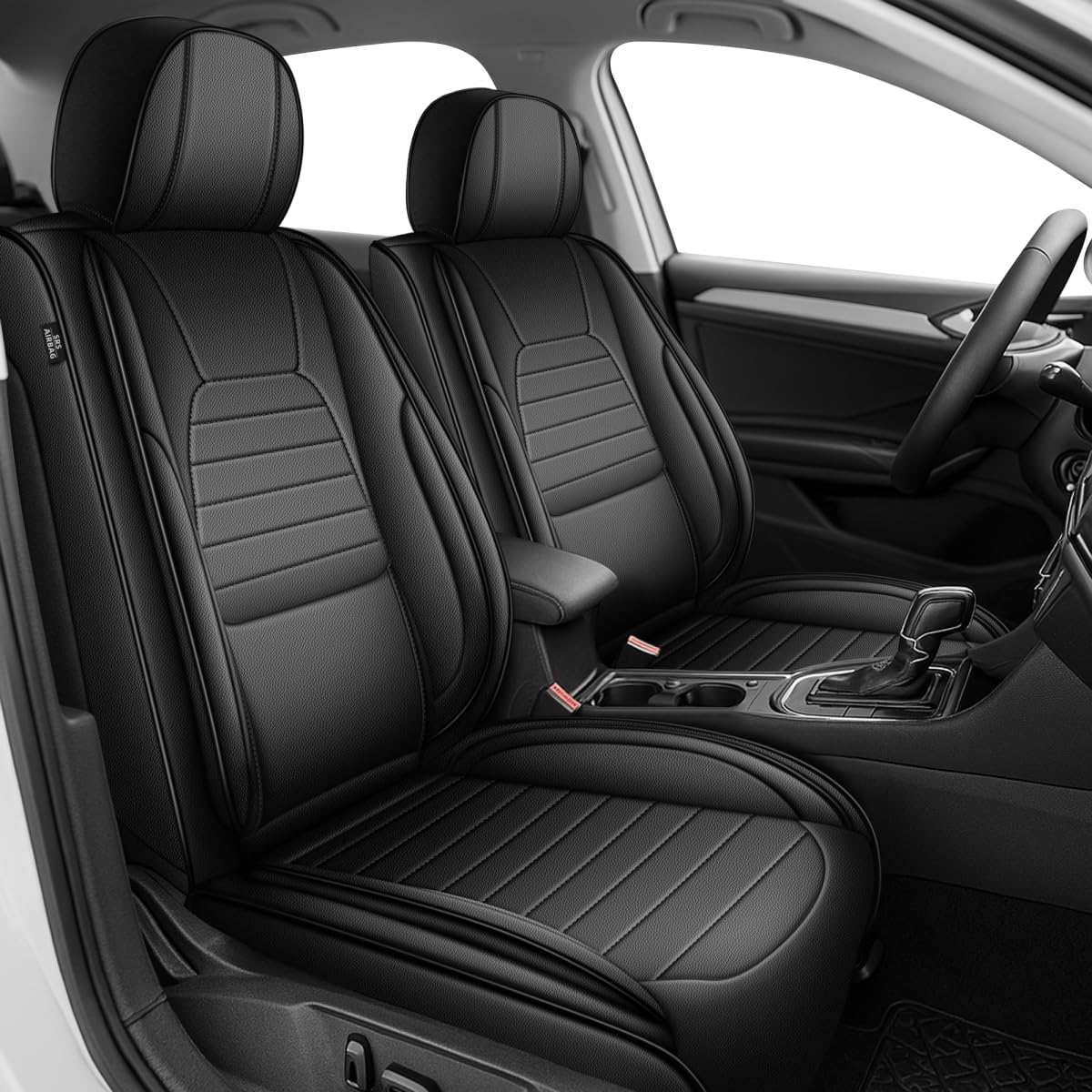 AOMSAZTO Leather Car Seat Covers Fit for Ford Mustang 2007-2022 Vehicle Cushion Covers Car Seat Protector Full Set 5 Seat Cover Black