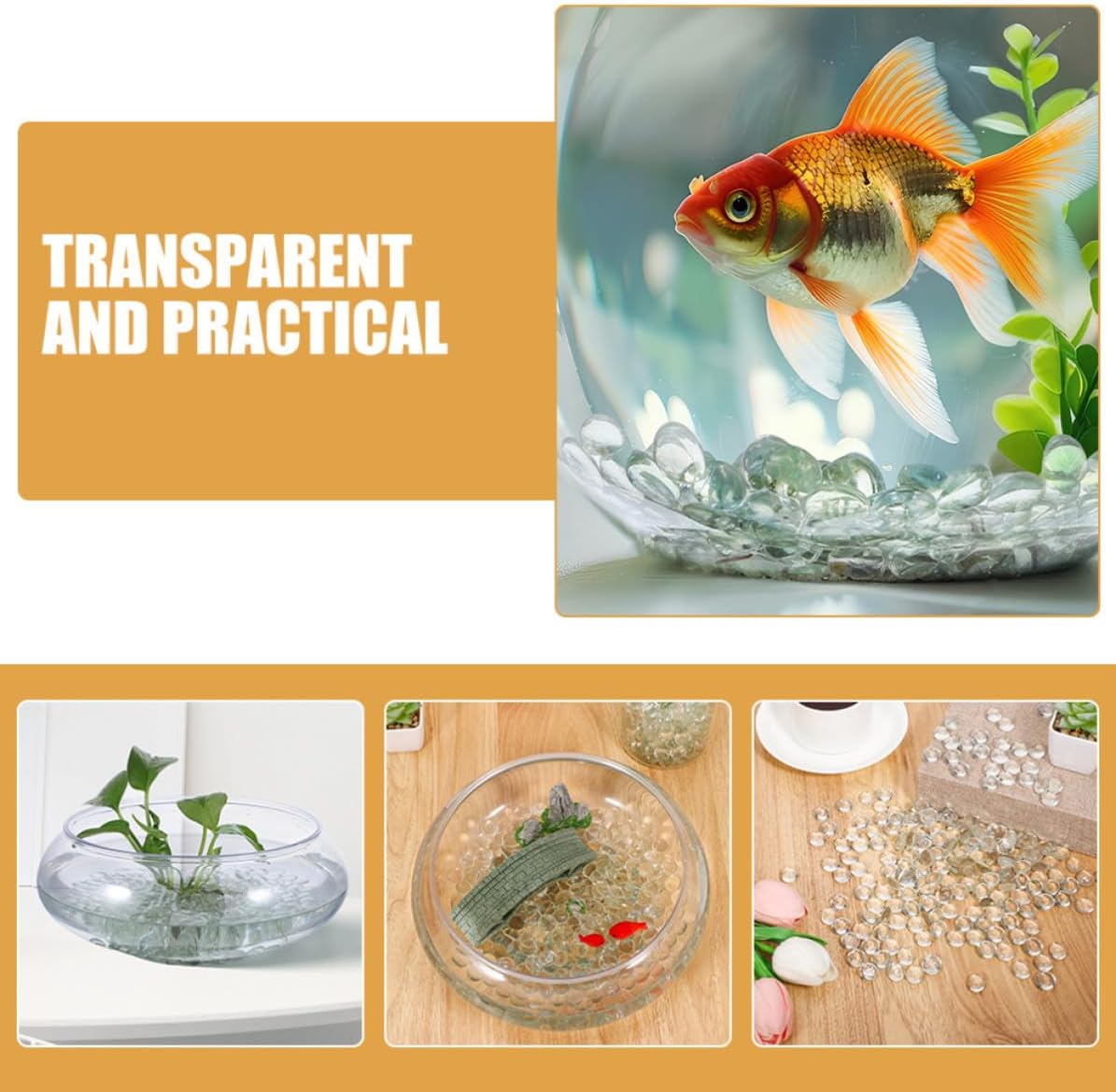DOITOOL 200pcs Flat Glass Beads Vase Fillers with Polished Surface and Unique Design for Outdoor Gardening and Crafts, Versatile Decorative Stones for Plants and Fish Tank Landscaping