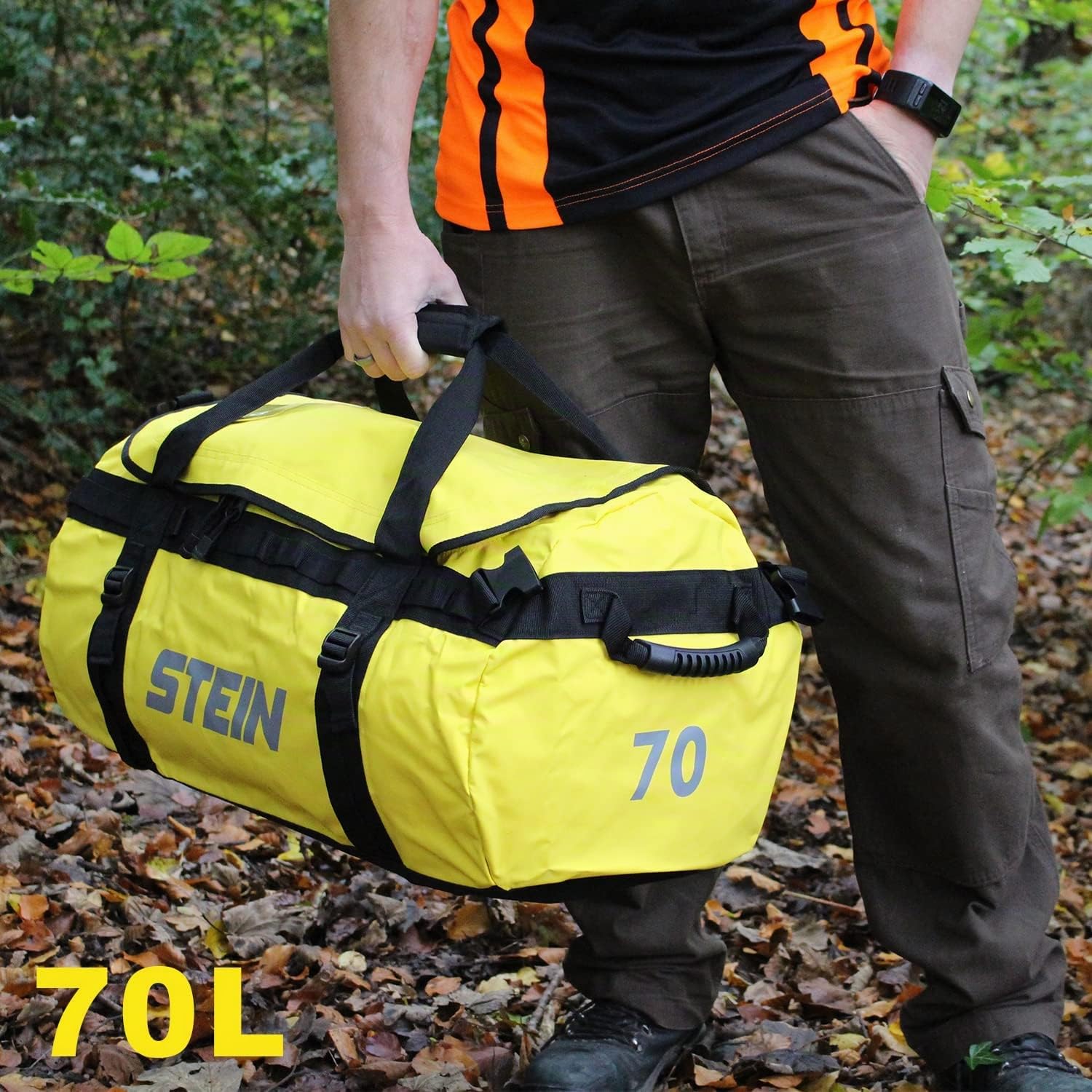 STEIN 40L, 70L, 90L Sac fourre-tout résistant à l'eau et sac à dos, en PVC durable pour l'extérieur, le camping, le sport, les sports nautiques, bleu, 40 l, Sac de sport