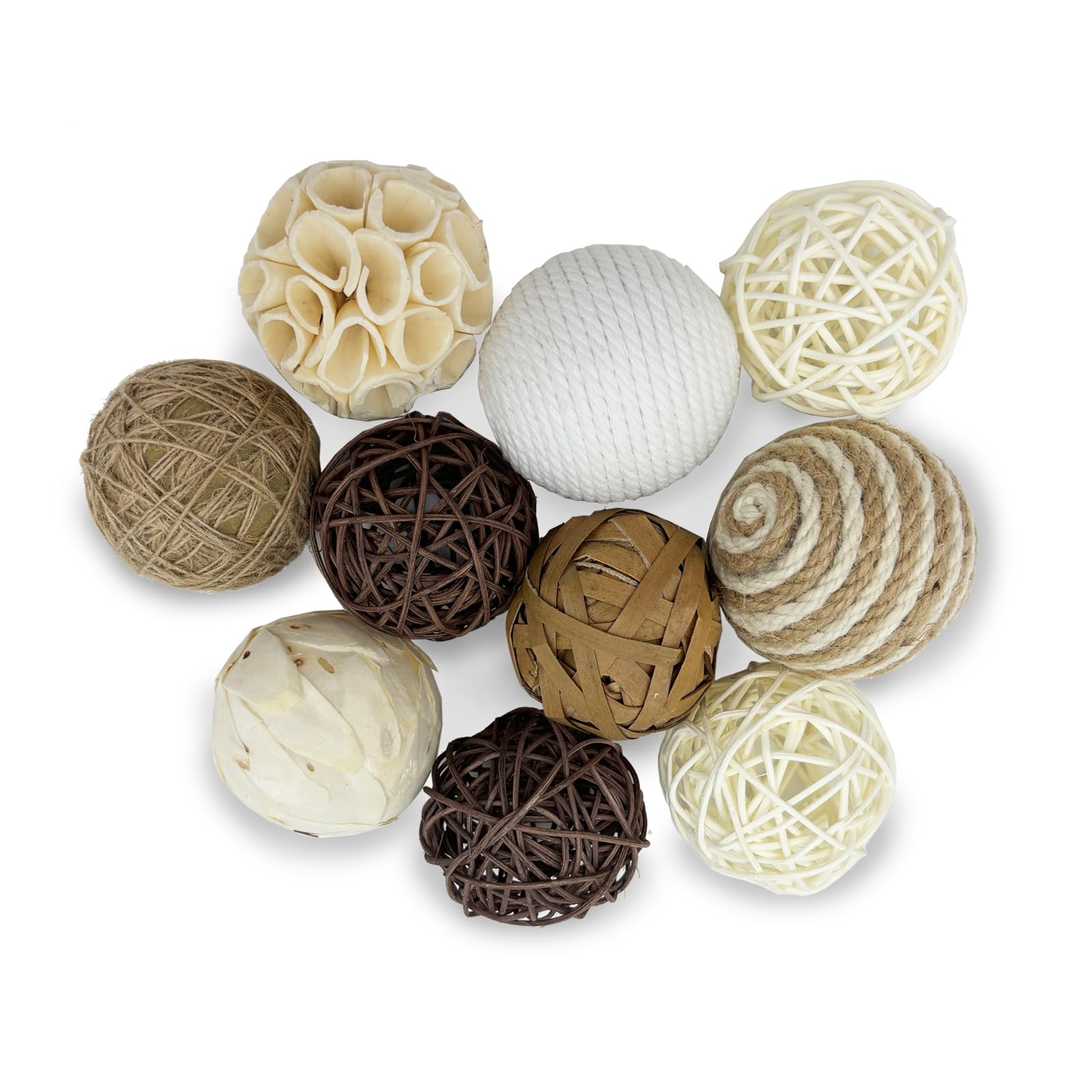 Flyekist 10 Pcs Decorative Balls for Bowls,2.36 Inch Woven Wicker Rattan Decorative Balls for Natural Tone Bowl Vase Filler Table Centerpiece Home