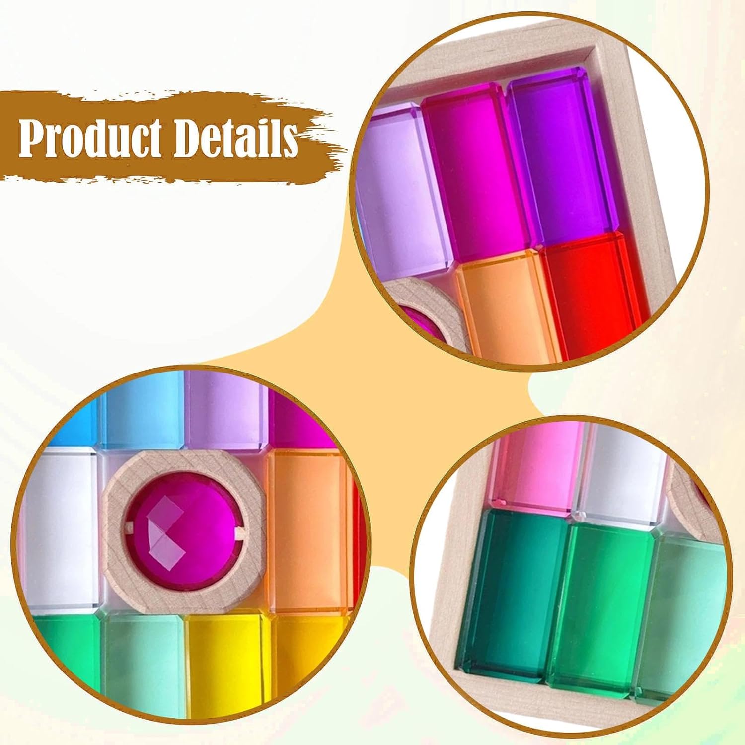 レインボーアクリル積み木。お子様向けの楽しいレインボーアクリルキューブ。