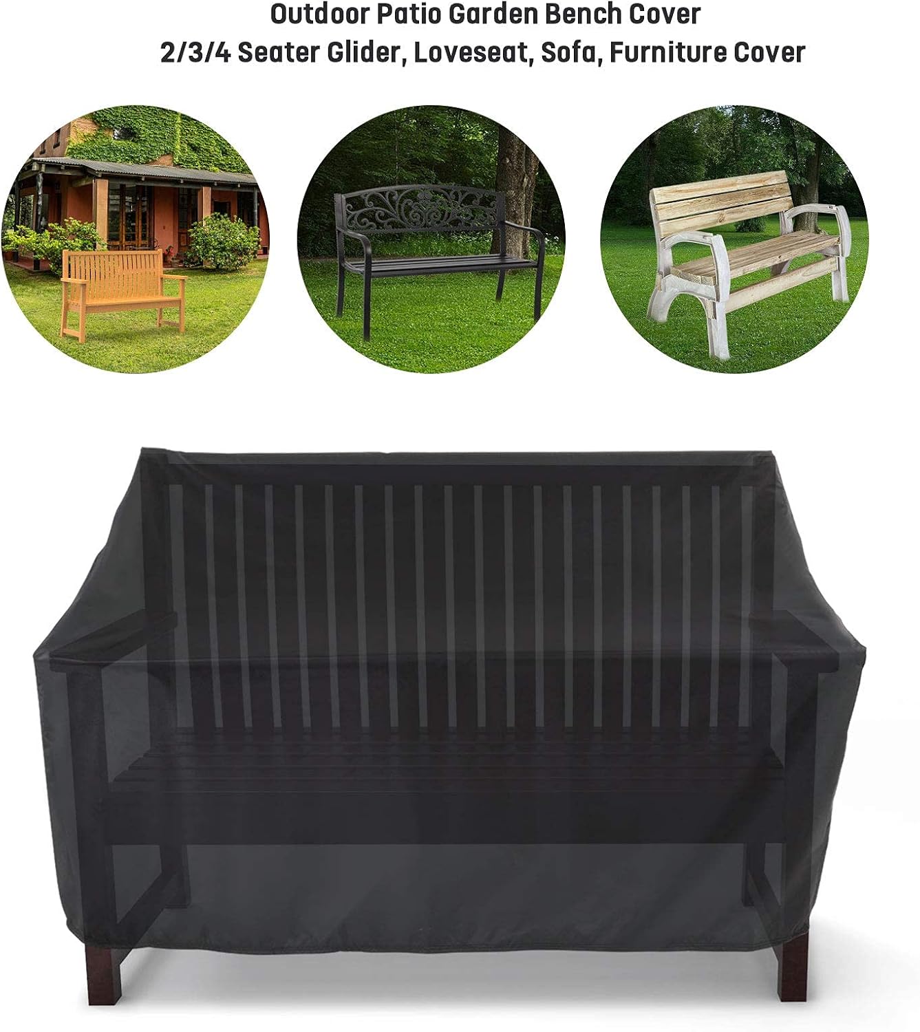 Hengme Outdoor Patio Garden Bench Cover, 2 Seat Outside Park Loveseat, Sofa, Glider, Furniture Cover - Black : Patio, Lawn & Garden
