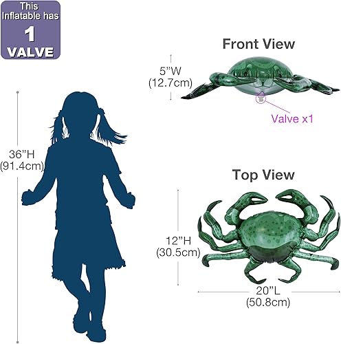 Miniatura 2 de Jet Creations Cangrejo inflable de animales acuáticos, paquete de 4, 20 pulgadas de ancho, juguetes de piscina, accesorio para fotos, centro de mesa