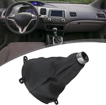 Manual Gear Shift Boot for Honda Civic 2006-2011, Leather Dust Cover Replacement Part 54102-SNA-A02, Black Centre Console Gaiter for 8th Gen Interior