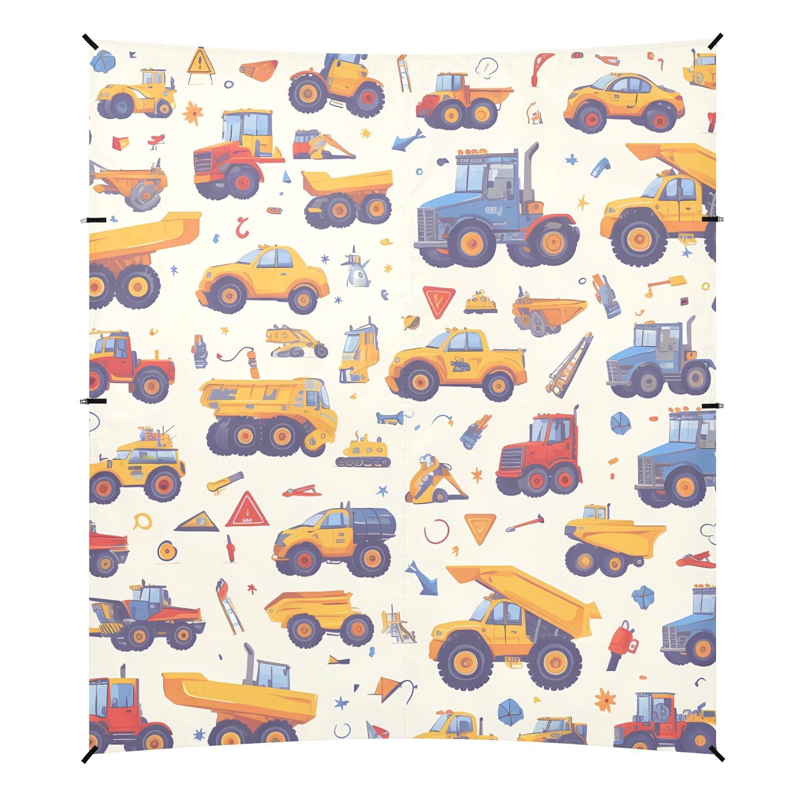 Construction Vehicles Dump Truck Grader_5(1) Beach Canopy UPF50+ Protection Waterproof Shade Sun Shelter with Sand Shovel for Family Trips, Picnics & Camping