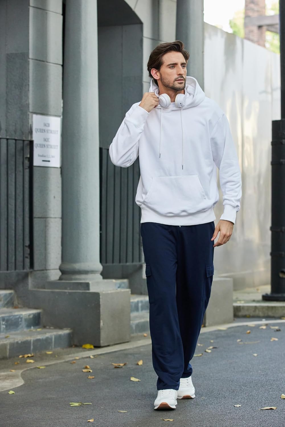 Deyeek Men's Cargo Sweatpants Open Bottom Baggy Sweat Pants for Mens Straight Leg Gym Cargo Sweats Lounge Pants with Pockets - Image 5