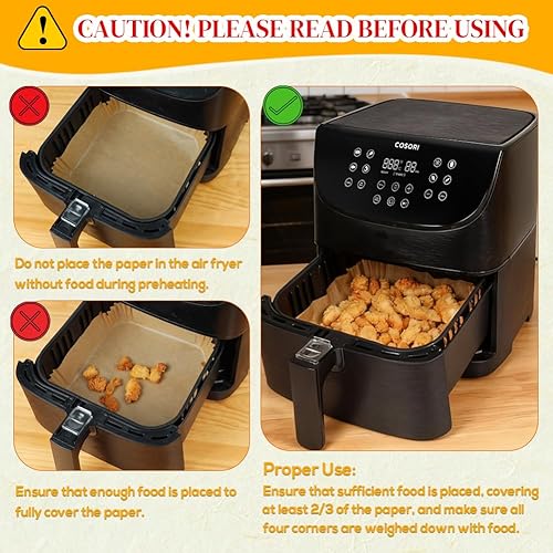 Miniatura 30 de BYKITCHEN Forros de papel desechables para freidora de aire pequeña para freidora de aire de 2 a 5 cuartos de galón, mini forros de papel pergamino