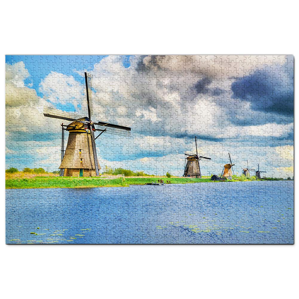 Netherlands Holland Kinderdijk Windmill Jigsaw Puzzle 2000 Piece Game Artwork Travel Souvenir 100x70cm
