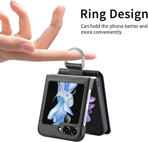 Miniatura 3 de Asuwish Funda de teléfono para Samsung Galaxy Z Flip 5 5G 2023 con ranura para tarjetas, funda tipo cartera y soporte de anillo, accesorios móviles