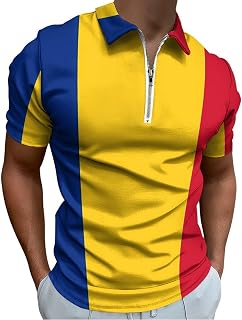 Mens Zip Short Sleeve Polo Shirts Classic Golf Tee Tracksuit T-Shirt for Athletic Casual