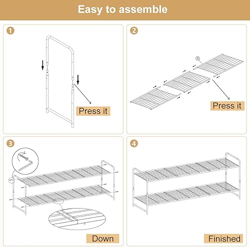 Miniatura 7 de KEETDY Zapatero largo de 2 niveles para armario, entrada, organizador de zapatos para 18 pares de tenis, estante de almacenamiento de zapatos