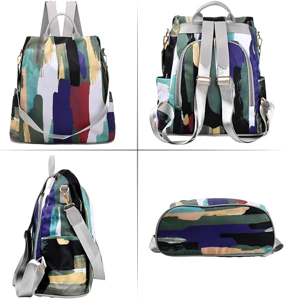 Women's Backpacks, Anti-Theft Backpack for Women, Rucksack Shoulder Bags Ladies, Waterproof Nylon Daypack, Casual Travel Backpack, Lightweight Travel Bag School Bags for Girls Women (Colorful)