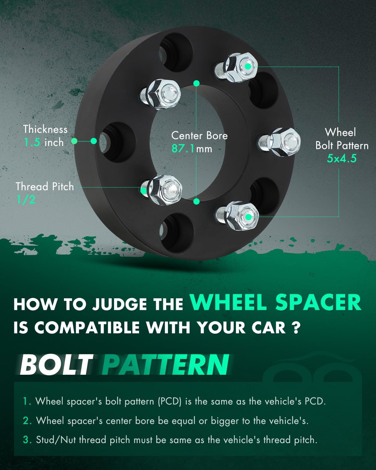 SCITOO 2Pcs 5x5.5 to 5x4.5 Wheel Adapters 1.5 inch Bore 87.1mm Studs 1/2" 5 Lug Wheel Spacers No Hubcentric Fit for Ford E-150 2003-2006,for Ford E-150 Club Wagon 2003-2005