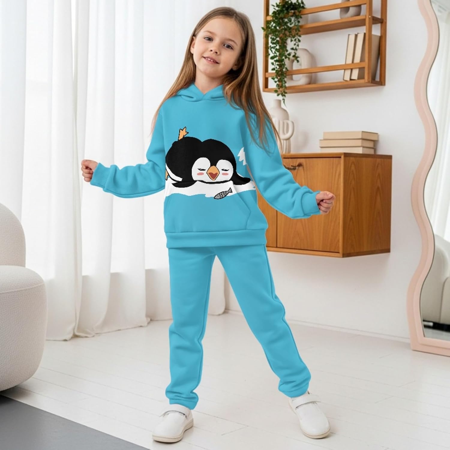 Girls Sweatsuit Set Size 5-12 Casual 2 Piece Long Sleeve Tracksuit Set Kids Hoodie and Jogger Pant with Pocket