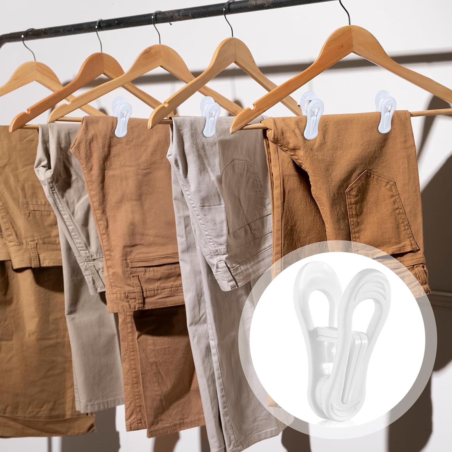 SHENLIU 100 Pack Multi-Purpose Hanger Clips for Hangers, 2.75 Inch White Plastic Clothing Clips for Skirt Pant Hangers Ideal for Jeans, Skirts, Sweaters & Pant