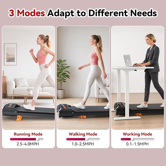 Walking Pad Under Desk Treadmill for Home Office, with 10% Manual Incline