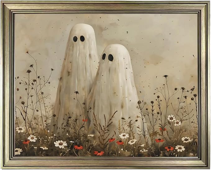 Framed Vintage Cute Ghosts in Wildflower Meadow