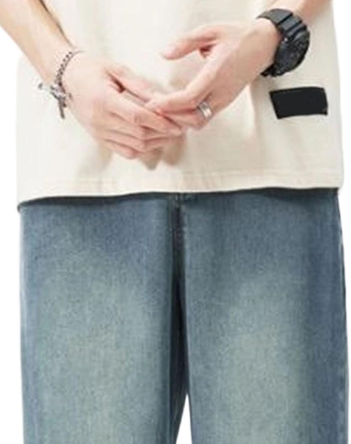 Low Waist Button Denim Pants for Men Young Fashion Classic Wash Jeans Y2K Comfortable Distressed Jean Trousers