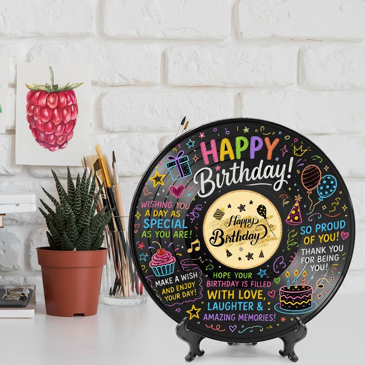 Vinyl Record Birthday Decorations Birthday Guest Book Decor for Friend Colleague Family HappyBirthday Party Favor Sign Poster Large Guest Book 12 X 12 Inches image 5