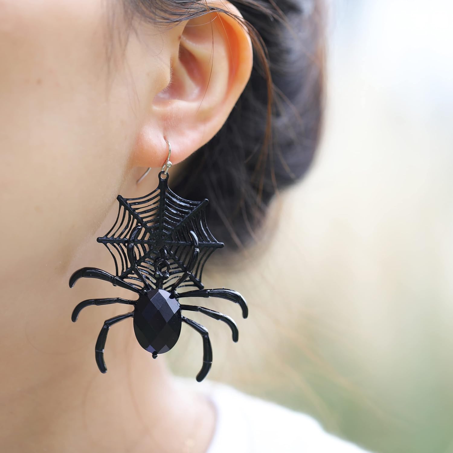 RareLove Halloween Costumes Earrings Large Spider with Black Wed Gothic Dangle Statement Earrings for Women Alloy Plated - Image 4