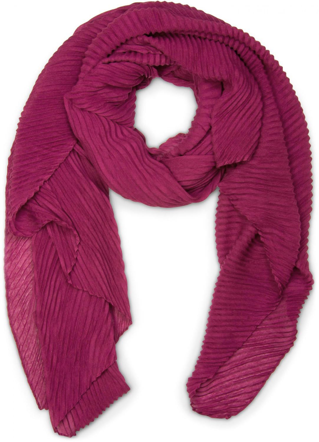 styleBREAKER Women's Scarf Solid Color with Fine Crinkled Surface, Lightweight Fabric, Pleated, Pleats 01016107, Colour:Violet