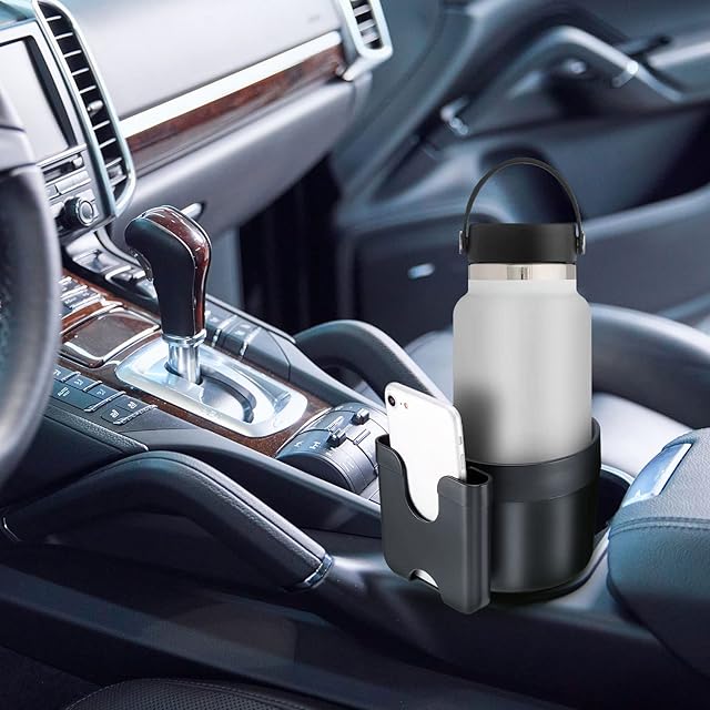 Cup Holder Expander for Car, Car Drink Holders Car Cup Holder Adapter- Adjustable Car Cup Holder with Phone Storage Slot fit for Yeti, Hydro Flask, Nalgene, Most 10oz-38oz Bottles Vehicle Cup