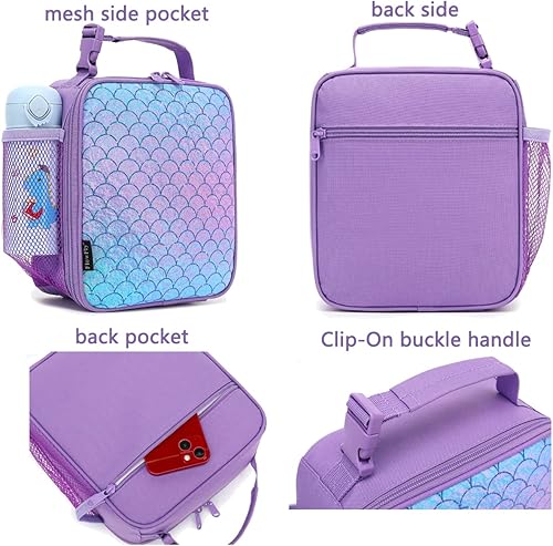 Miniatura 4 de FlowFly Lonchera para niños, bolsa suave aislada, mini hielera para el regreso a clases, kit de bolsa térmica para comidas para niñas, niños, escala