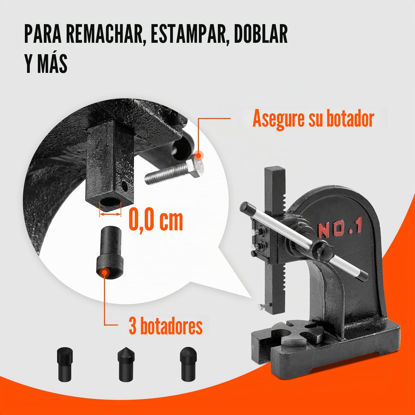 VEVOR Prensa de eje prensa de eje manual de 1 T altura máxima de 5,9" prensa de eje de escritorio manual de hierro fundido resistente prensa manual de precisión para estampar, doblar, estirar y formar