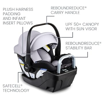 Britax Willow S Infant Car Seat With Alpine Base Glacier Onyx | Rear Facing Lightweight Baby Car Seat With ClickTight for Easy Installation, Naturally Flame-Retardant SafeWash Fabrics