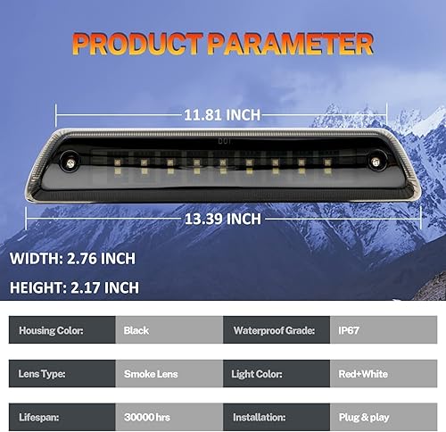 Miniatura 6 de AUTOXBERT 3 luz de freno para Ford F150 2009 2010 2011 2012 2013 2014 Ford F150 2009-2014 impermeable LED de montaje alto tercera luz de freno