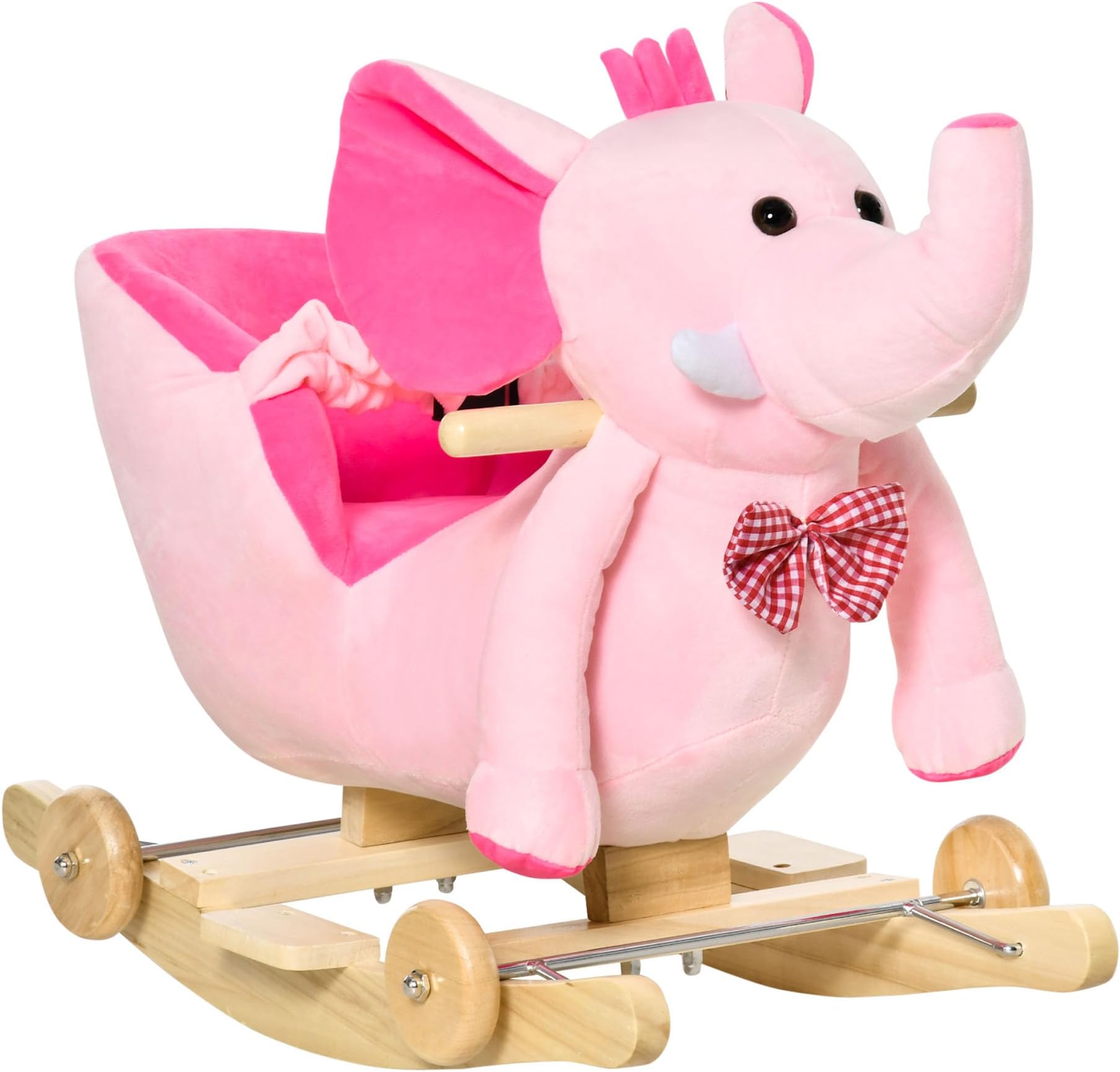 HOMCOM Plush Baby Ride on Rocking Horse 2 In 1 for Kids 18+ Months Pink