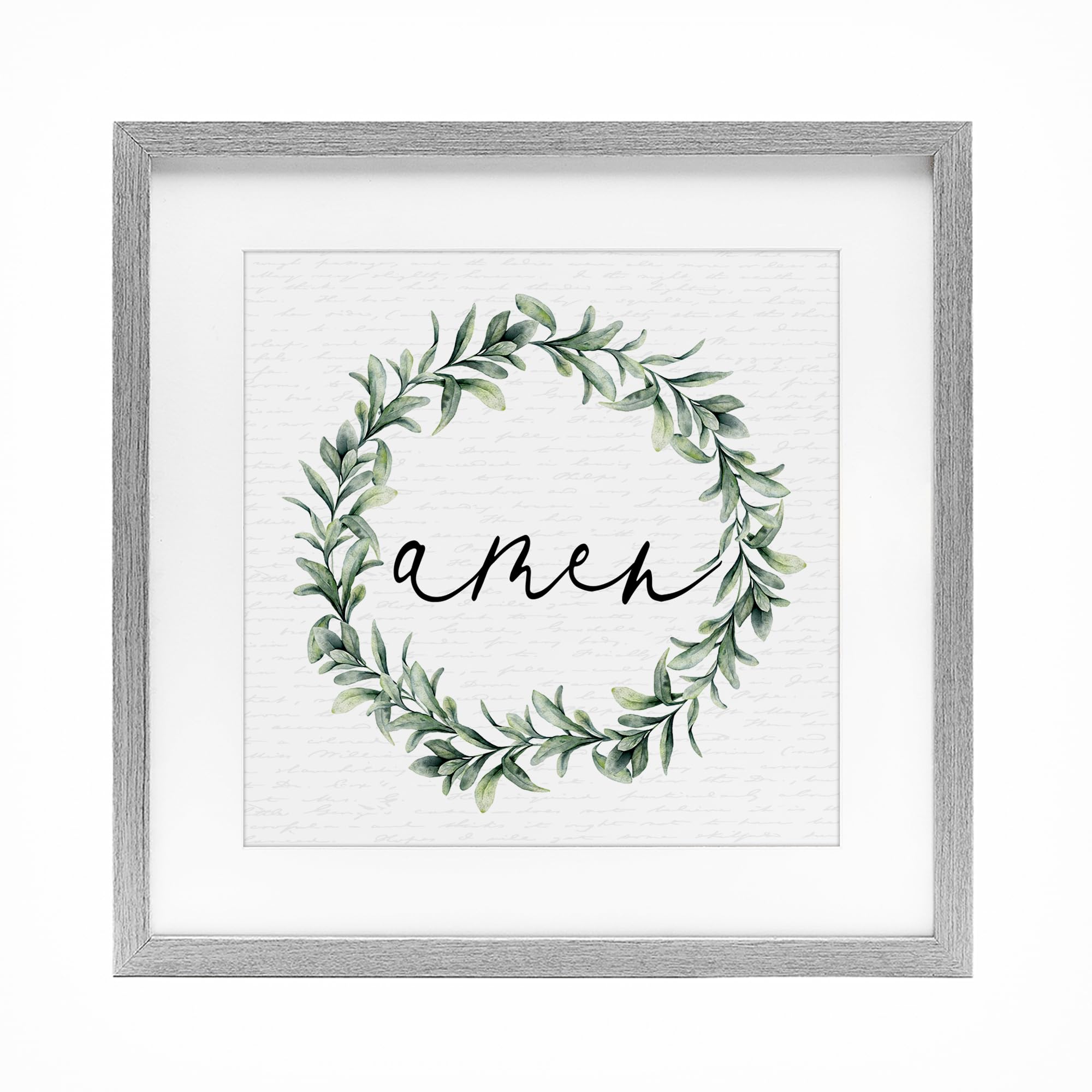 Affiche encadrée sous verre Amen Botanical Wreath finition premium