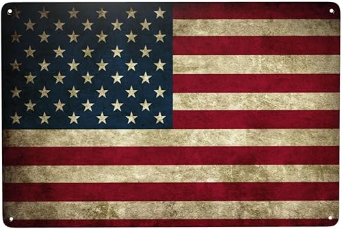 Letreros de metal retro con la bandera americana, carteles de arte de pared vintage, banderas patrióticas de Estados Unidos, decoración de pared