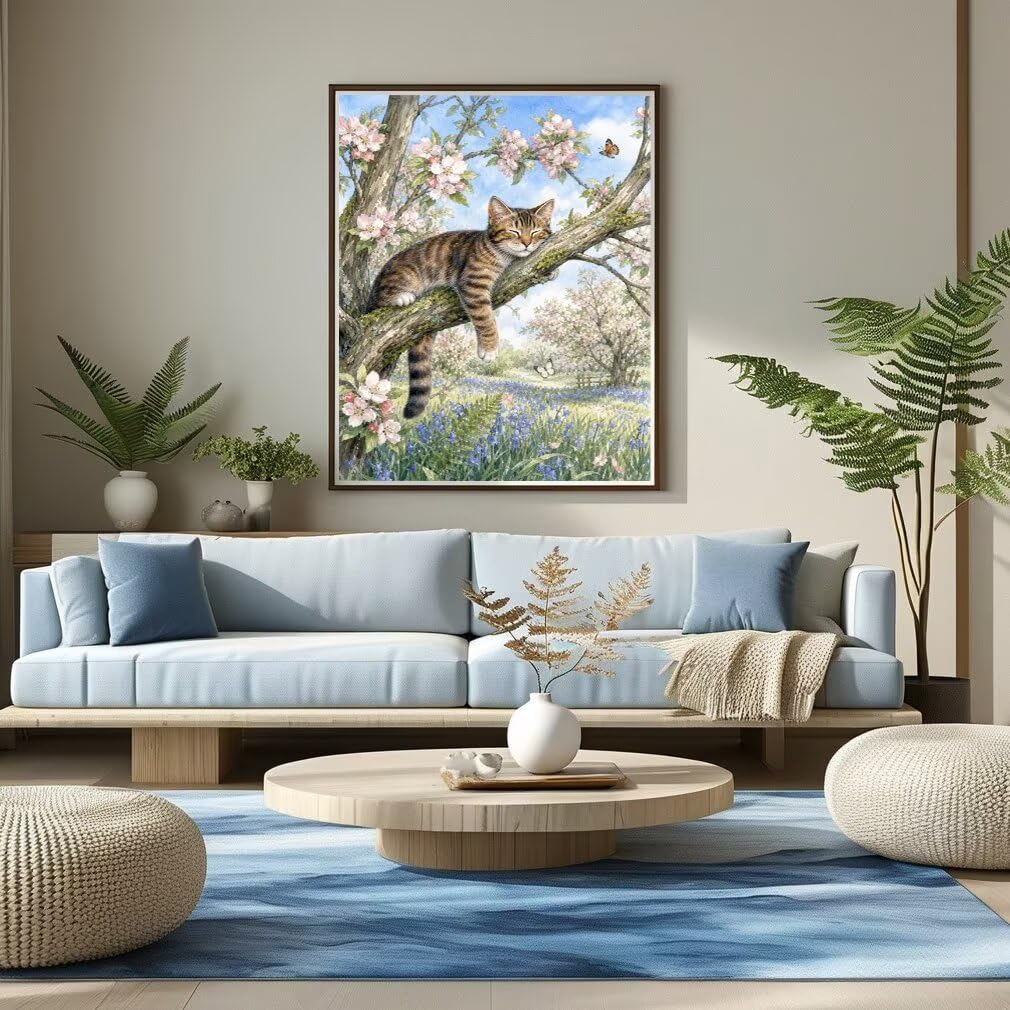 Diamond Painting Gato Kit, Manualidad Creativa y Relajante 80x100cm C8-110