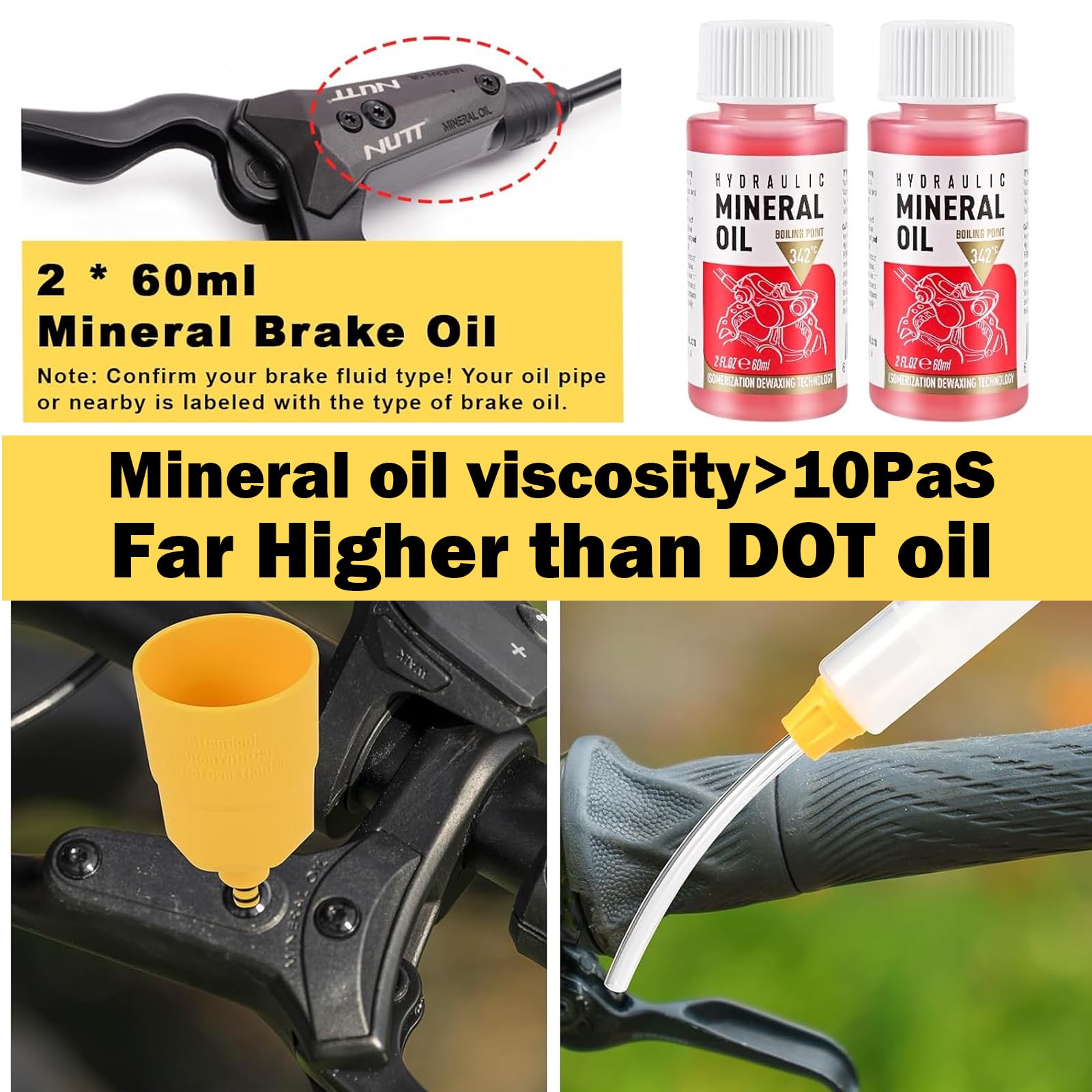 Faburo Brake Bleed Kit for Shimano, TEKTRO, TRP, SRAM/MAGURA/Formula/Hope, Hydraulic MTB Brake Bleed Kit for Shimano with M4-M7 Adapter, High Performance Mineral Oil Brake Fluid (2 * 60ml)