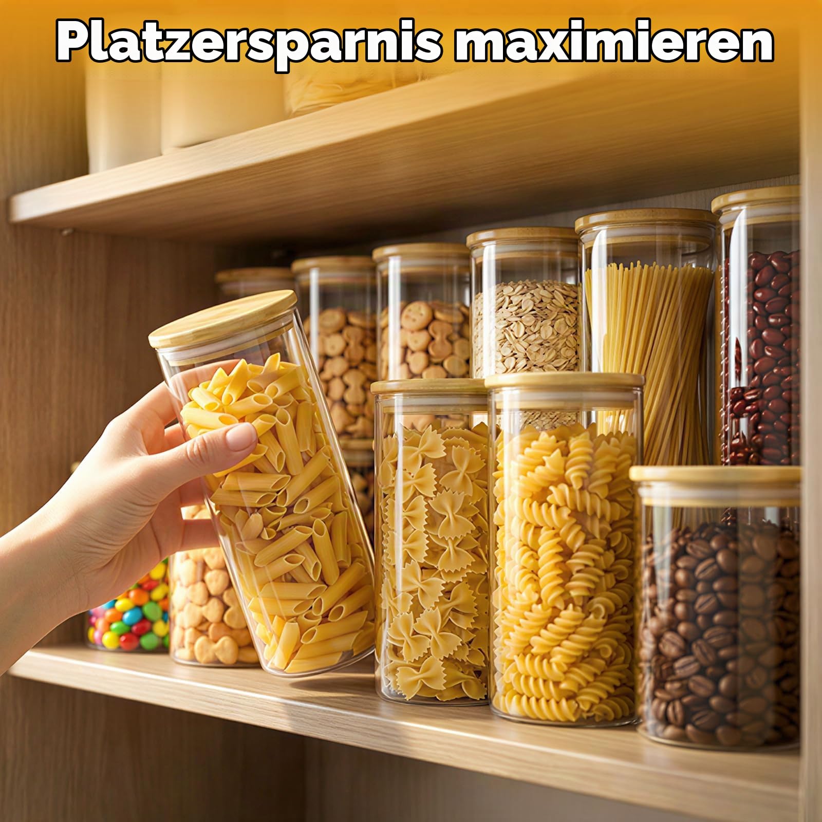 Vorratsgläser mit Deckel,12pcs Vorratsdosen Glas mit Deckel Vorratsglas mit Deckel Luftdicht Stapelbare Aufbewahrungsgläser