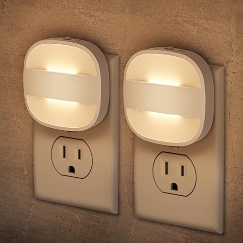 Miniatura 10 de Luces nocturnas LED enchufables a la pared, paquete de 4 luces nocturnas con sensor de luz del atardecer al amanecer, luz nocturna cuadrada de 0.3 W