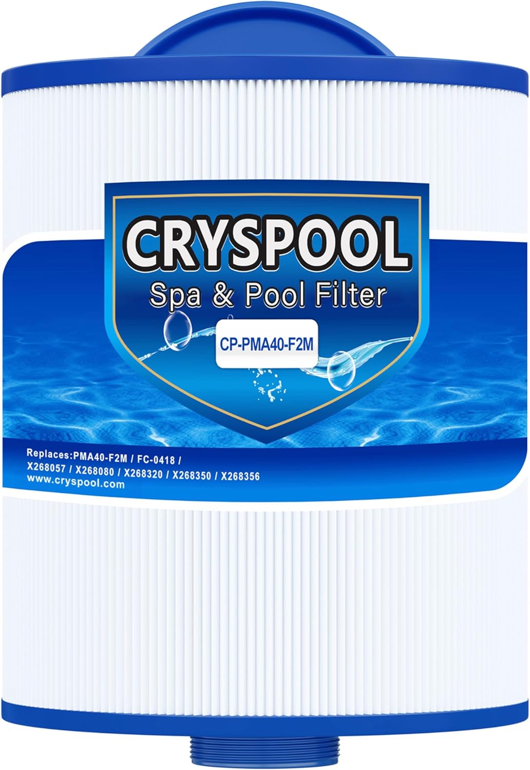 Cryspool® PMA40-F2M Filter Compatible with PMA40-F2M, FC-0418, X268057, X268080, X268320, X268350, X268356, Spa Filter Cartridge, 1 Pack