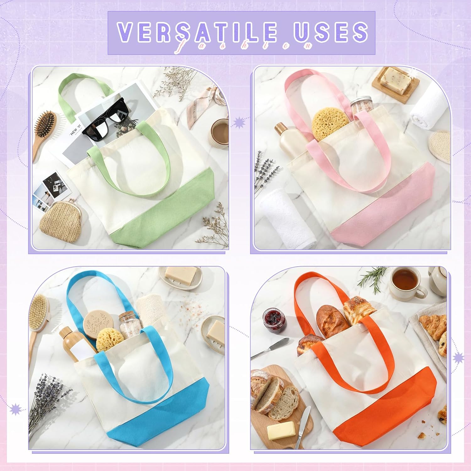 Sanwuta 12 Pcs Mini Canvas Tote Bag Small Sublimation Blank Reusable Grocery Cloth Tote for Women Craft DIY Gift Shopping - Image 6