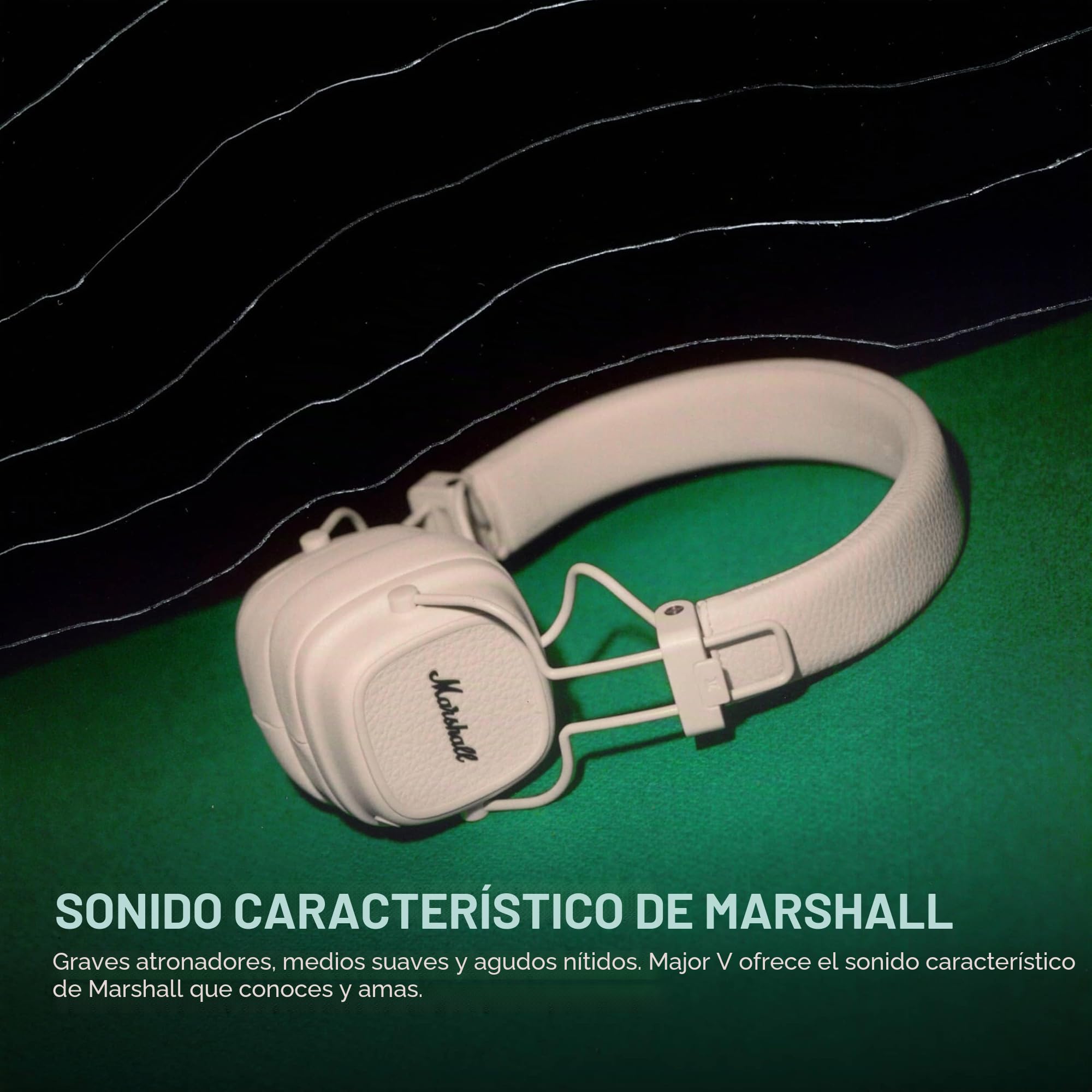 Marshall Major V Auriculares Inalámbricos Bluetooth, 100 Horas de Reproducción - Crema