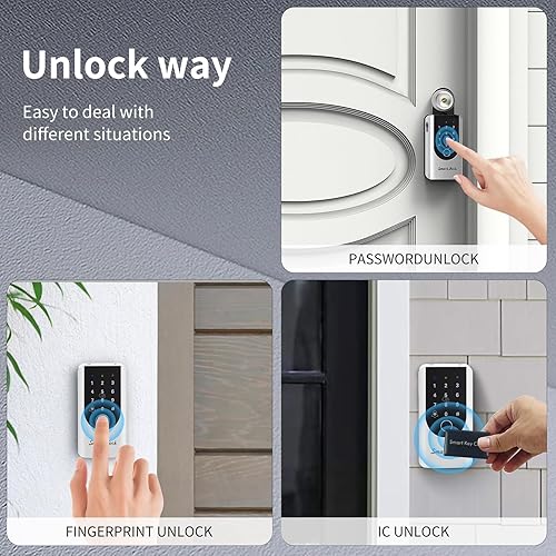 Miniatura 3 de Caja de llaves de huellas dactilares, la caja fuerte inteligente para llaves se puede desbloquear con contraseñas, huellas dactilares, llaves, caja