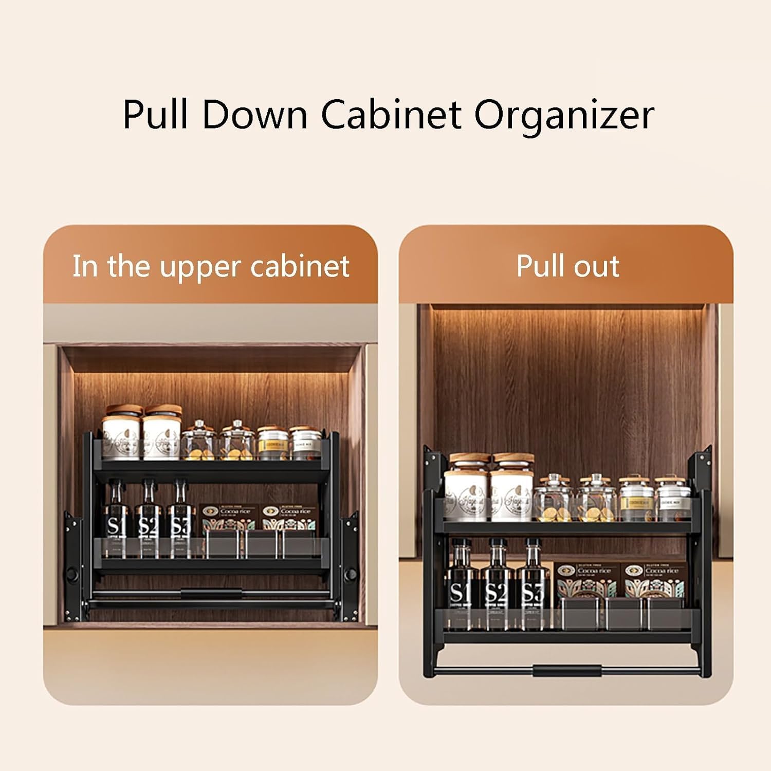 Ideal Hanging Drop Down Bracket With Internal Space Saving Lift Tray Kitchen Cabinet Upper Organiser For Plates And Bowls Condiments(18.11)