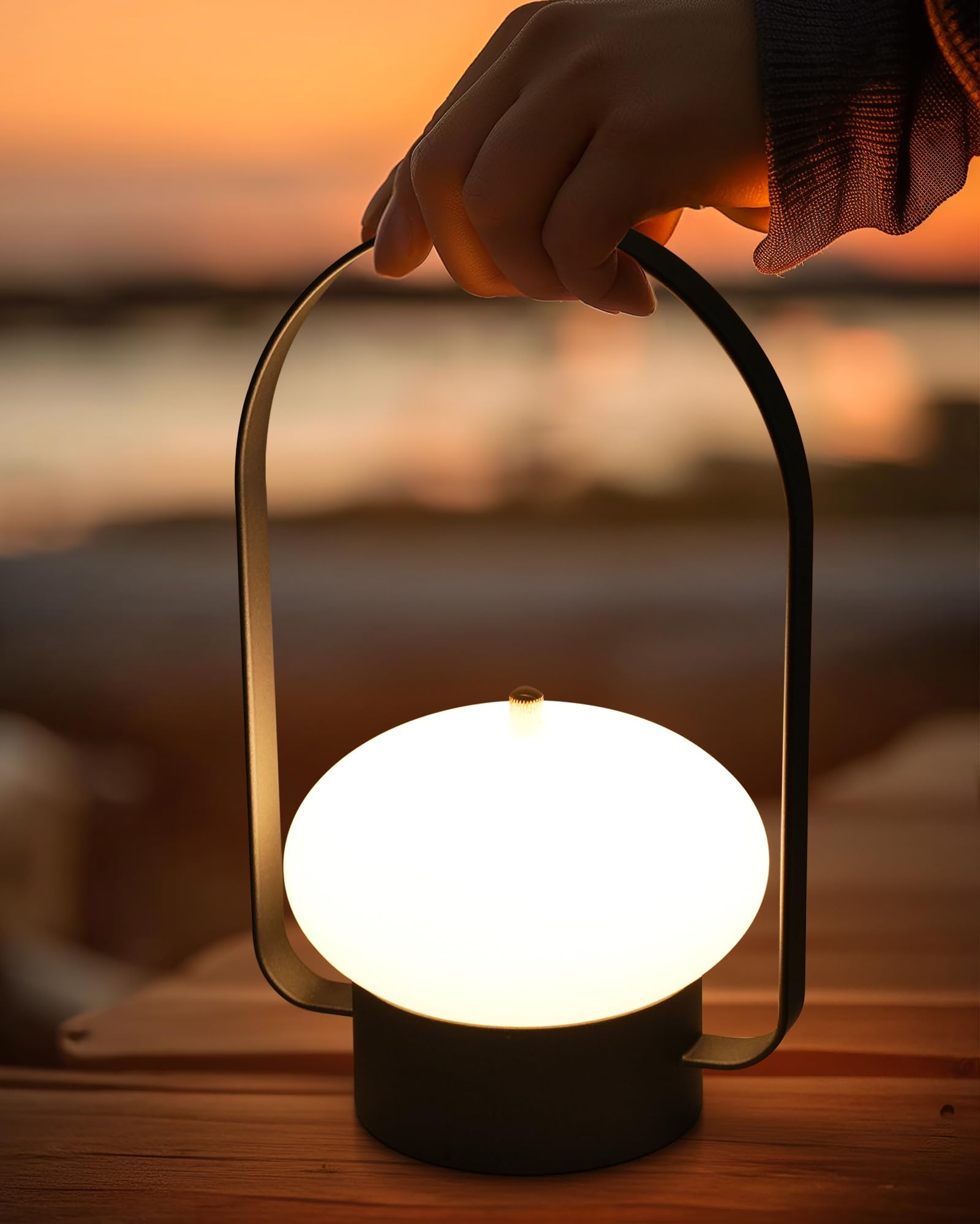 Portable Rechargeable Table Lamp, Dimmable Night Light with 3 Color Modes, Battery Operated Cordless Lamp for Bedroom, Living Room, Kids Room, Camping & Outdoor Use (Grey Black)