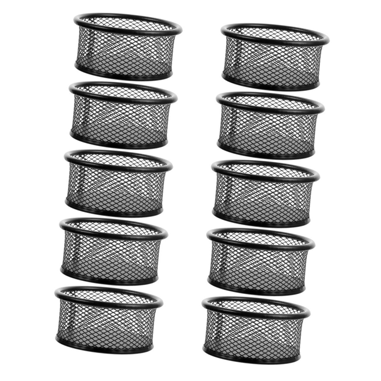 Distributeur de pinces en maille noire pour bureau et rangement de trombones x10