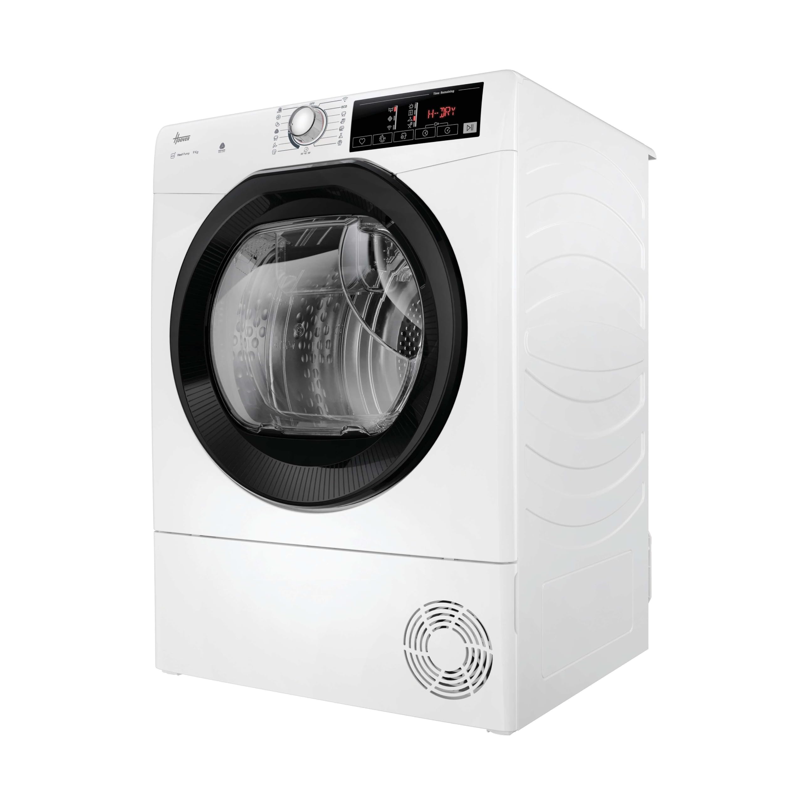Hoover H-DRY 350 Asciugatrice 9 Kg a Pompa di Calore, Wi-Fi + Bluetooth, Aquavision Easy Case, 15+1 Programmi, Partenza Ritardata, 85 x 59,6 x 60,4 cm (AxLxP), Bianco, HR EH9N2TBE-S