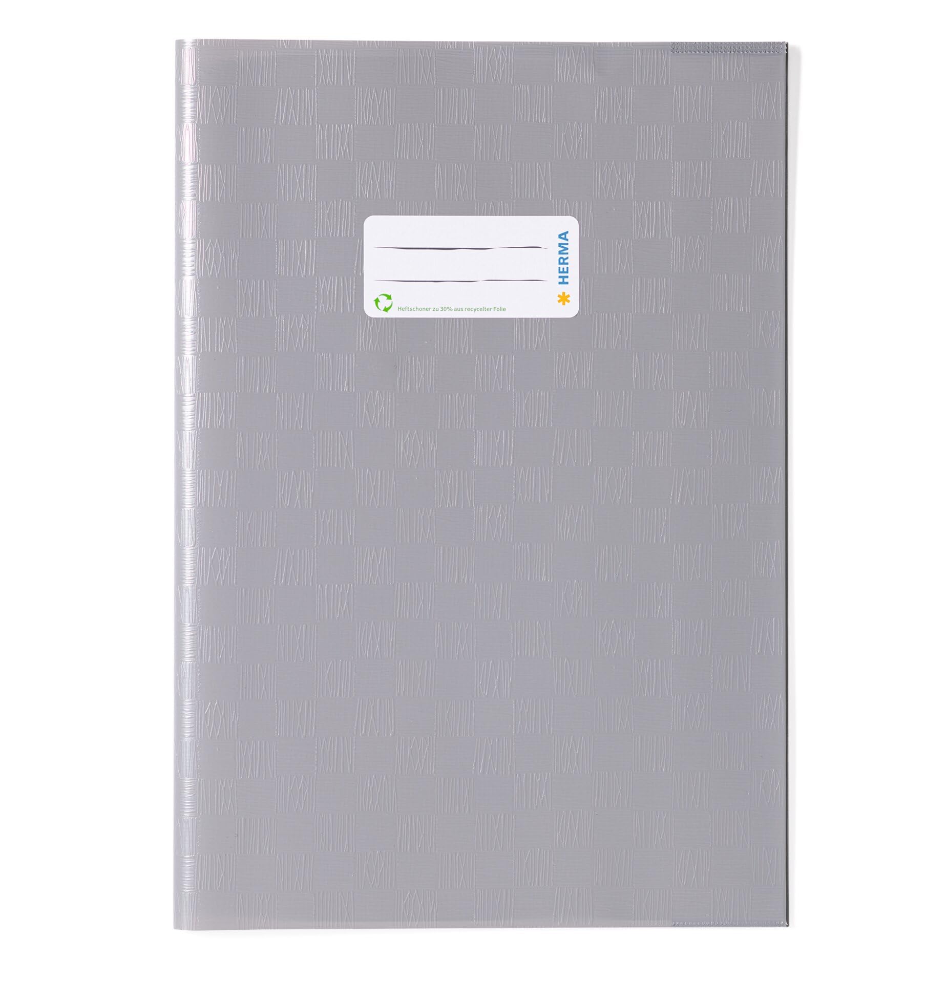 HERMA 7448 Notebook Covers A4 Raffia Grey, Pack of 25, Book Covers with Label & Raffia Structure Made of Durable & Wipe-Clean Polypropylene Film, Notebook Cover Set for School Notebooks, Coloured