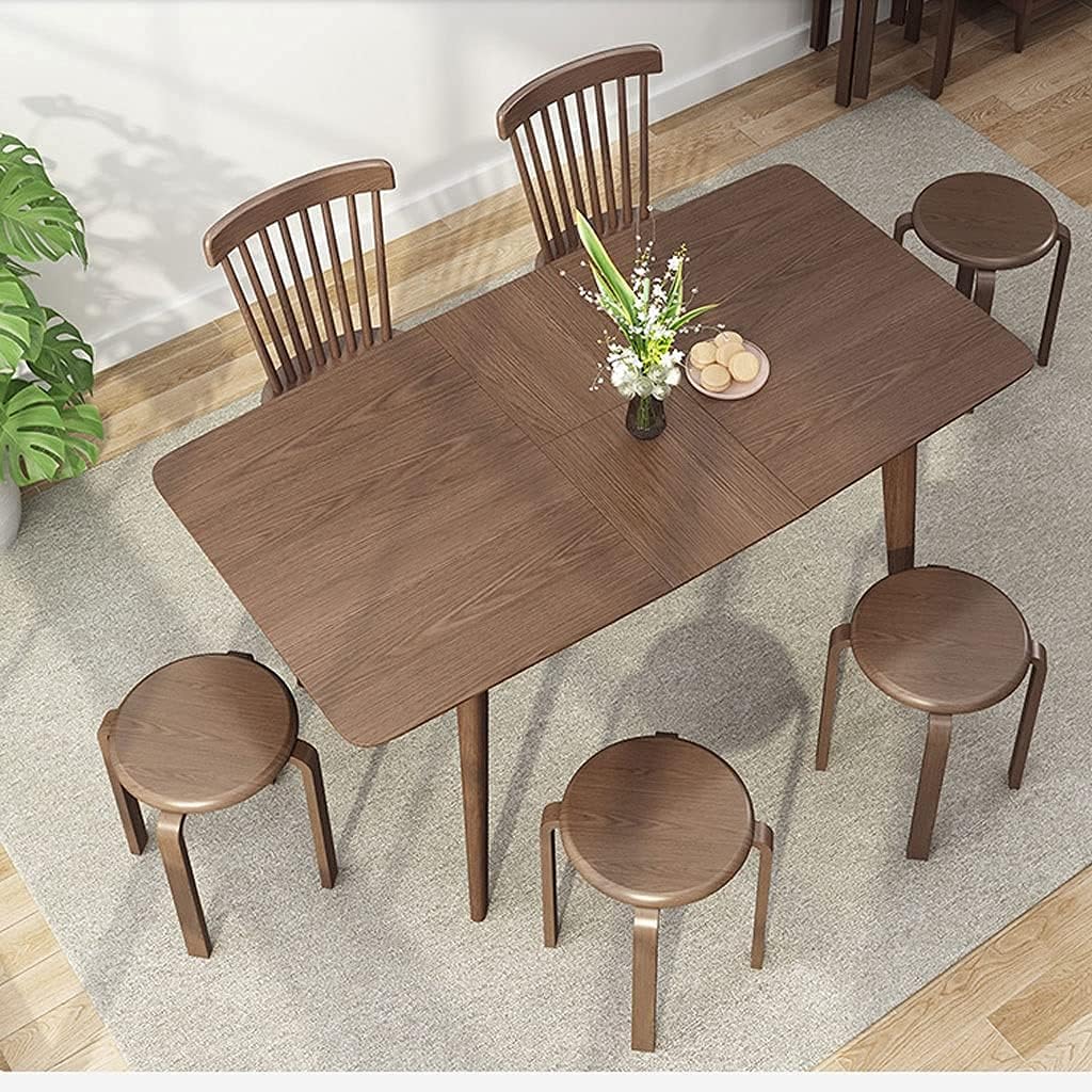 Minimalist Fashion Creative 6 Pack Solid Wood Round Stool Stackable Low Stool Wooden Stool Children's Small Stool Dining Table Stool for Diningcasual/White