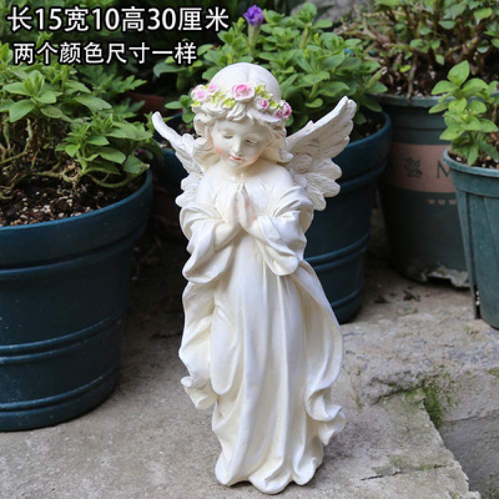 Statuette da Giardino Decorazione Statua Outdoor Home Small Angel Fairy Sculpture Ornamenti in Resina Statuette da Tavolo da Cortile